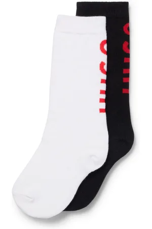 HUGO BOSS Paquete de dos pares de calcetines de largo medio con logos para niños