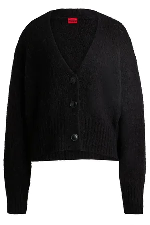 HUGO BOSS Cárdigan oversize fit con cuello en pico y corte alto
