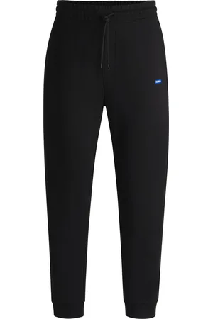HUGO BOSS Pantalones de chándal en felpa de algodón con parche de logotipo azul