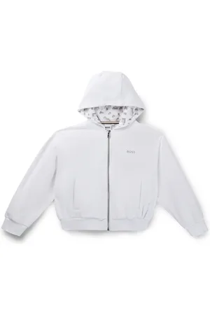 HUGO BOSS Sudadera con capucha de forro polar para niños con detalles de la marca
