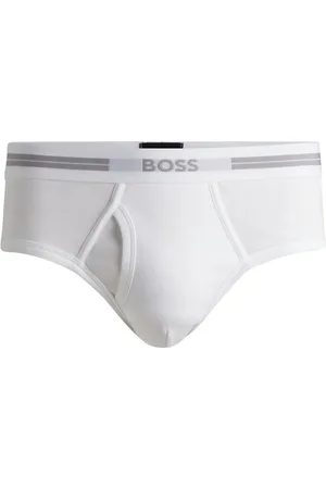 HUGO BOSS Calzoncillos slip en canalé de algodón con bragueta y logo en la cintura