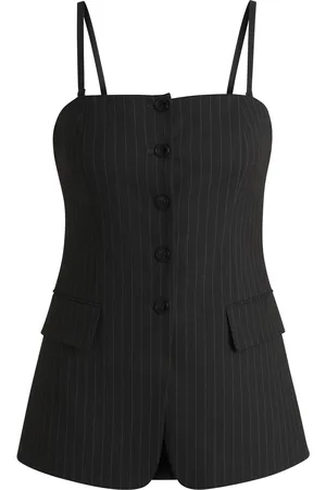 HUGO BOSS Camiseta de tirantes de sastrería regular fit en tejido elástico con raya diplomática