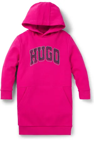 HUGO BOSS Sudadera larga con capucha para niños con logo de estilo universitario