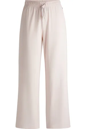 HUGO BOSS Pantalones de pijama de algodón elástico con cordones de la marca