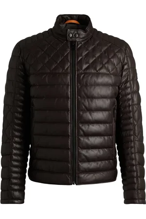 HUGO BOSS Chaqueta de piel de napa con cuello alzado