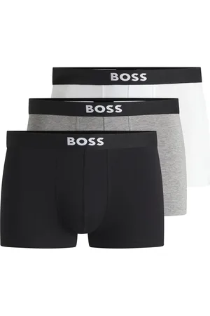 HUGO BOSS Paquete de tres calzoncillos de algodón elástico con logo en la cintura