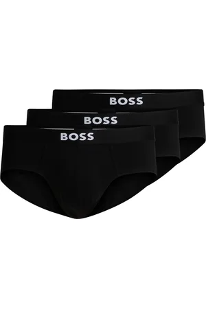 HUGO BOSS Paquete de tres calzoncillos slip de algodón elástico con logo en la cintura