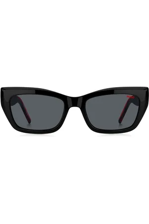 HUGO BOSS Gafas de sol de acetato con patillas diseñadas a capas en el rojo de la marca