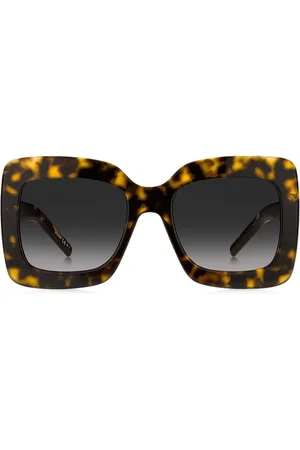 HUGO BOSS Gafas de sol de acetato estilo Habana con herrajes de la marca