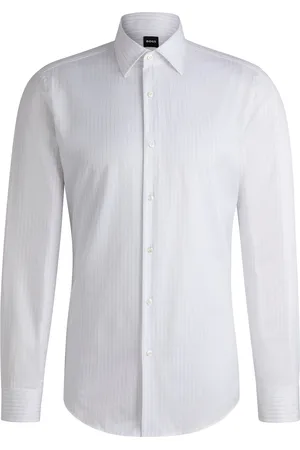 HUGO BOSS Camisa slim fit en sarga de algodón a rayas