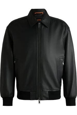HUGO BOSS Chaqueta bomber relaxed fit en piel tratada
