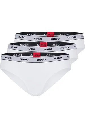 HUGO BOSS Paquete de tres braguitas de algodón elástico con logos en la cintura