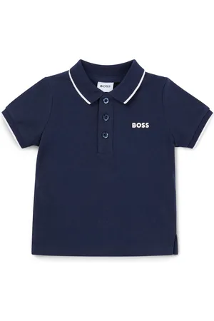 HUGO BOSS Polo para niños de piqué de algodón con logo estampado