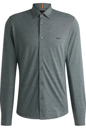 HUGO BOSS Camisa slim fit en piqué de algodón jaspeado
