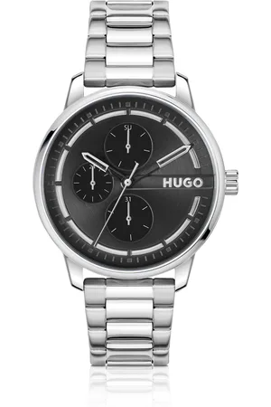 HUGO BOSS Reloj de esfera negra con pulsera de eslabones de acero inoxidable