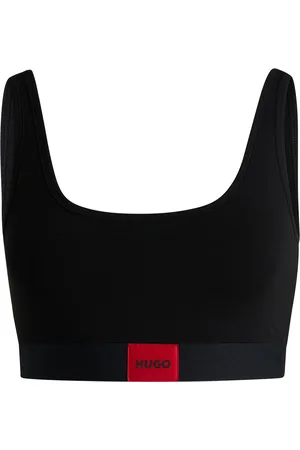 HUGO BOSS Bralette de algodón elástico con etiqueta con logo roja