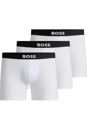 HUGO BOSS Paquete de tres calzoncillos bóxer en algodón elástico con logos