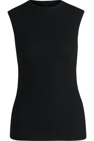 HUGO BOSS Top sin mangas con cuello inglés en tejido de canalé
