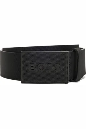 HUGO BOSS Cinturón de piel italiana con hebilla con placa con textura