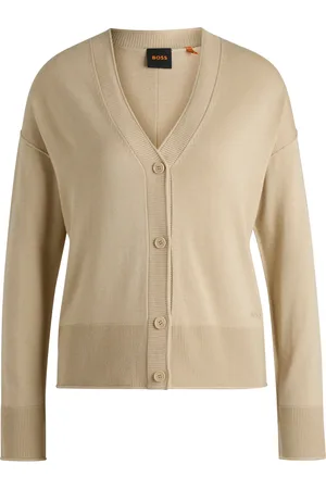 HUGO BOSS Cárdigan regular fit con logo de silicona en hilo suave