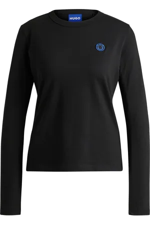 HUGO BOSS Top de punto de algodón con insignia de logo Happy