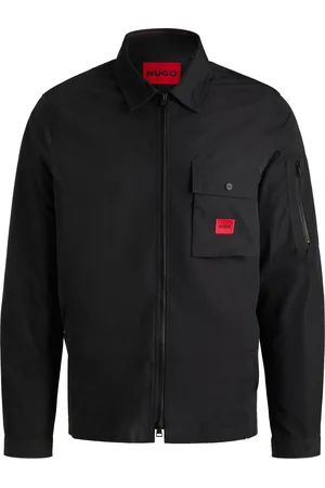 HUGO BOSS Camisa con cremallera en loneta de mezcla de algodón con etiqueta con logo