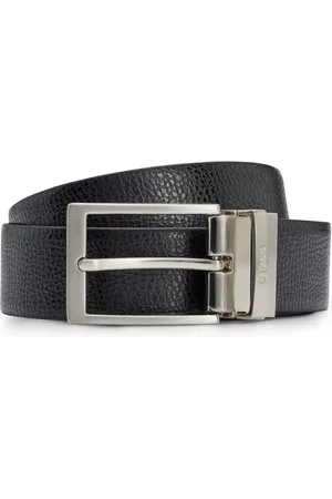 HUGO BOSS Cinturón reversible de piel italiana granulada con logo en la trabilla