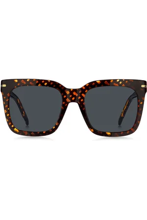 HUGO BOSS Gafas de sol con monograma estampado y componentes metálicos dorados