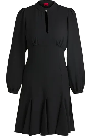 HUGO BOSS Vestido de crepé con cuello mao abotonado