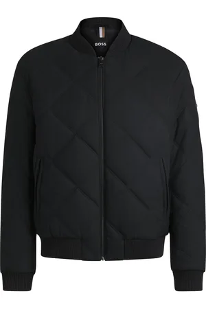 HUGO BOSS Chaqueta regular fit con guateado romboidal y canalé de algodón