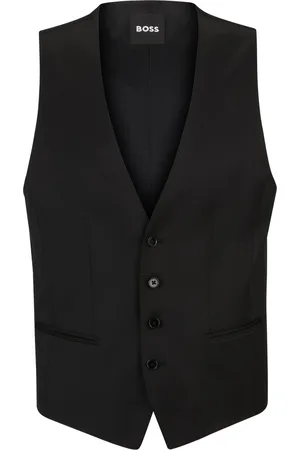 HUGO BOSS Chaleco slim fit en sarga de lana virgen
