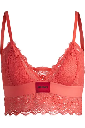 HUGO BOSS Sujetador con ribete de encaje y etiqueta con logo roja