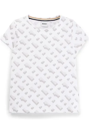 HUGO BOSS Camiseta para niños en algodón elástico con estampado de monogramas