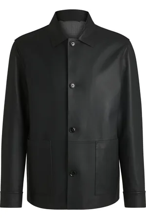 HUGO BOSS Chaqueta regular fit de piel de napa con cierre de botones