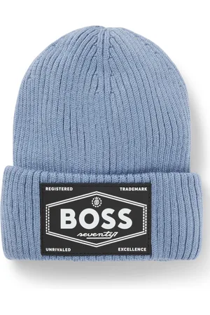 HUGO BOSS Gorro de punto para niños con insignia de logo y forro de imitación de piel