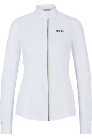 HUGO BOSS Top de exhibición para equitación con ribetes de rayas de la marca