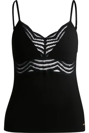 HUGO BOSS Camiseta de tirantes de pijama en tejido elástico con ribetes de encaje