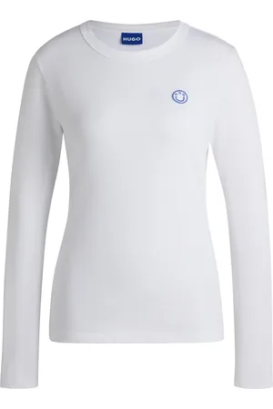 HUGO BOSS Top de punto de algodón con insignia de logo Happy