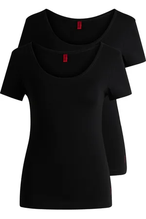 HUGO BOSS Paquete de dos camisetas interiores de algodón elástico con logos