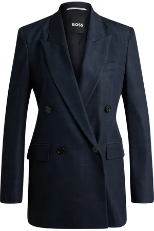HUGO BOSS Chaqueta larga regular fit de sarga con efecto denim