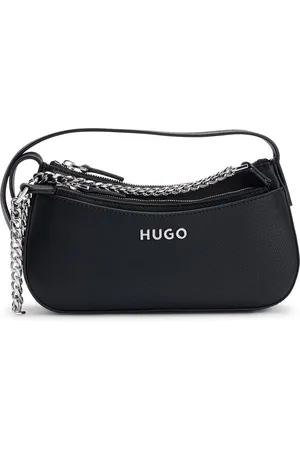 HUGO BOSS Bolso de bandolera de piel sintética con ribetes de logos y bolso de mano desmontable