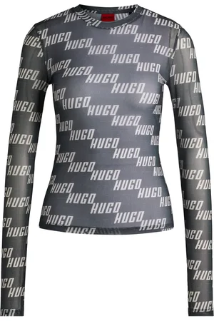 HUGO BOSS Top de malla elástica con logo estampado