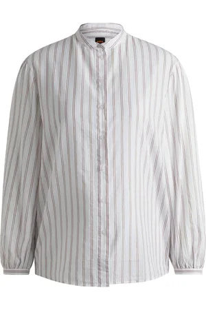 HUGO BOSS Blusa regular fit en popelín de algodón con rayas
