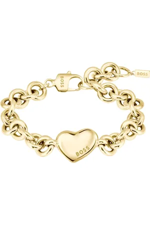 HUGO BOSS Pulsera dorada con cadena y colgante de corazón