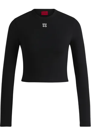 HUGO BOSS Top de punto slim fit con logo apilado bordado