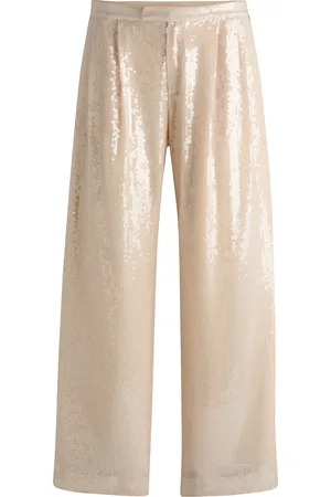 HUGO BOSS Pantalones straight fit en tejido elástico con lentejuelas