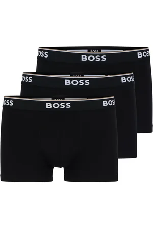 HUGO BOSS Paquete de tres calzoncillos de algodón elástico con logo en la cinturilla