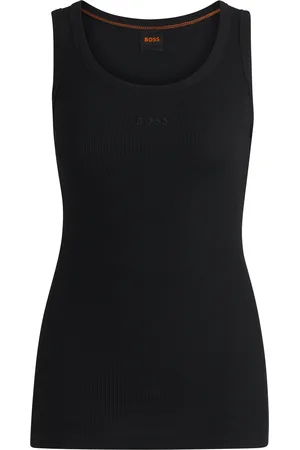 HUGO BOSS Camiseta sin mangas slim fit de algodón elástico con estructura de canalé