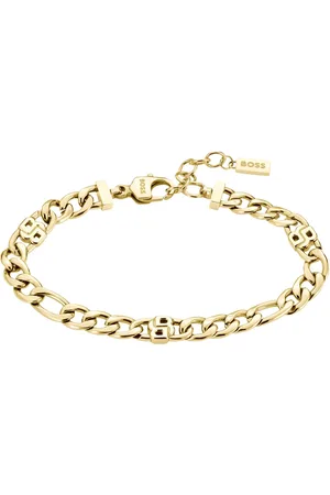 HUGO BOSS Pulsera dorada con monogramas Double B