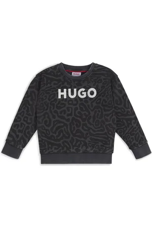 HUGO BOSS Sudadera para niños con estampado de guepardo y cremallera trasera